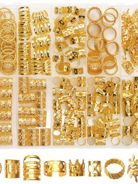 Gold Hair Jewelry Set – 220pc Dreadlock Beads & Loc Cuffs